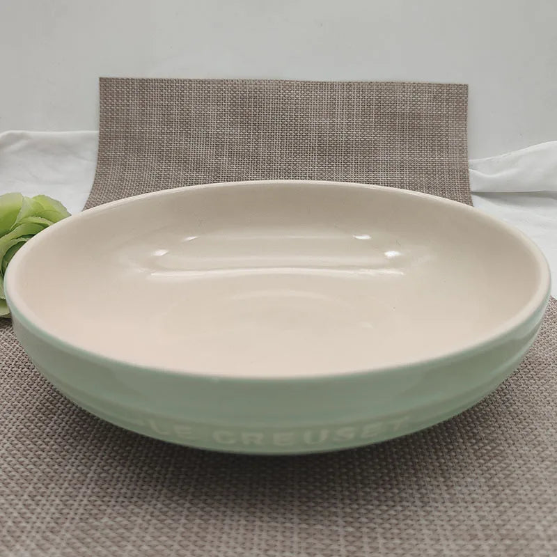 1PC High Temperature Ceramic Tableware French Gradual Change Color Color English Relief Practical Plate Deep Plate Home Kitchen