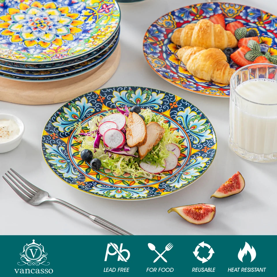 vancasso 6/12 Piece Porcelain Dinner Plates Crockery Breakfast Plate Set Scratch Resistant Flat Plates Dinnerware Set for 6