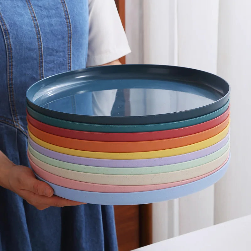 1/4/6PCS Nordic Wheat Straw Plate Fruit Plate Vegetable Plate Plastic Bone Spitting Plate Dry Fruit Plate Tableware Large Plate