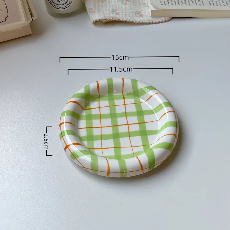 Cute Korean Ceramic Plate Unique Plate For Cake Food Dinner Breakfast Dessert Salad Decorative Dish Table Decorations