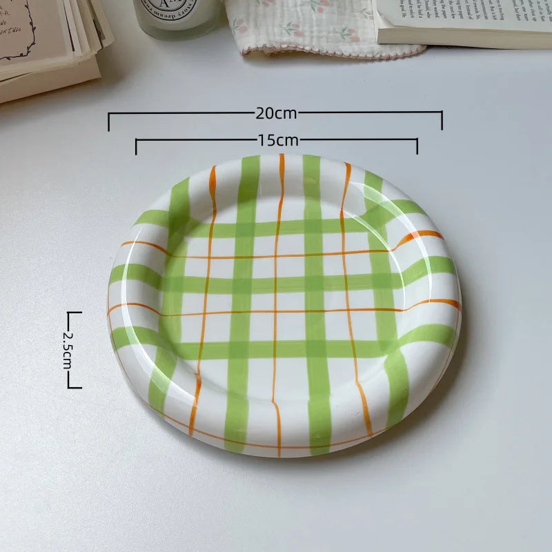 Cute Korean Ceramic Plate Unique Plate For Cake Food Dinner Breakfast Dessert Salad Decorative Dish Table Decorations