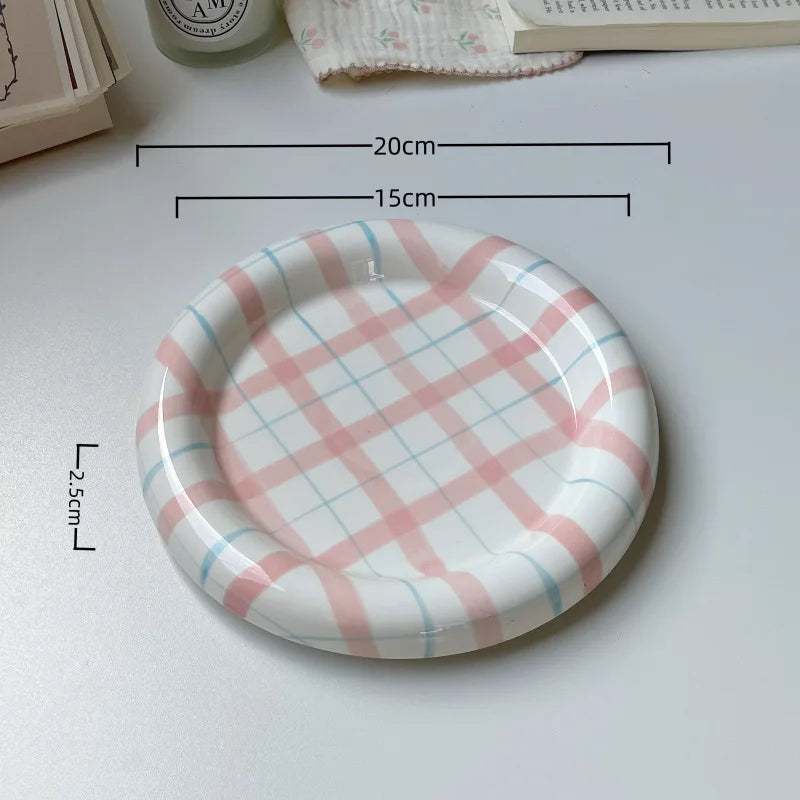 Cute Korean Ceramic Plate Unique Plate For Cake Food Dinner Breakfast Dessert Salad Decorative Dish Table Decorations