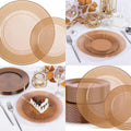 100 Pack Durable Clear Brown Plastic Plates - Disposable for 50 Guests, Ideal for Parties and Weddings (10 & 7)