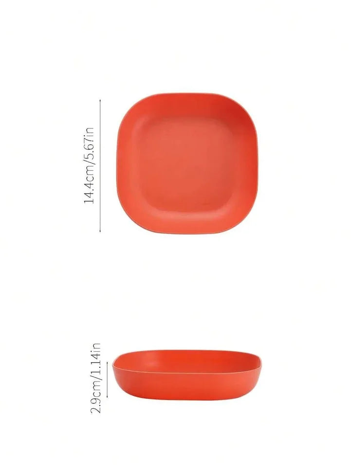 4pcs Square reusable plastic dessert plates, durable tableware for camping, picnics, dishwasher and microwave safe