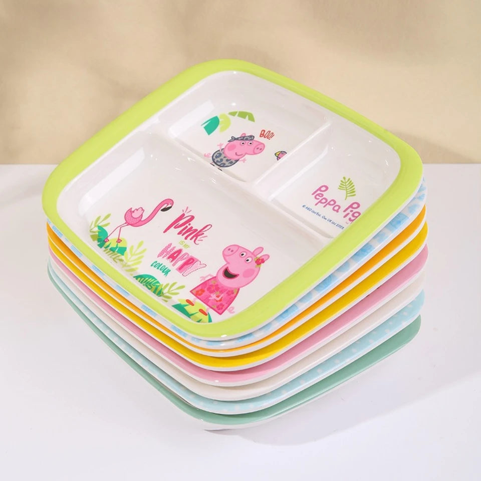 Dinner Plate for Kids Divided Dinnerware Cartoon Salad Plates Reusable Food Plate Bowl Dishwasher Safe Shatter Resistant Plates
