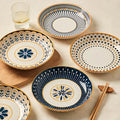 4 pcs ceramic 8-inch discs, Japanese dining table serving plates, relief craft salad pasta plates