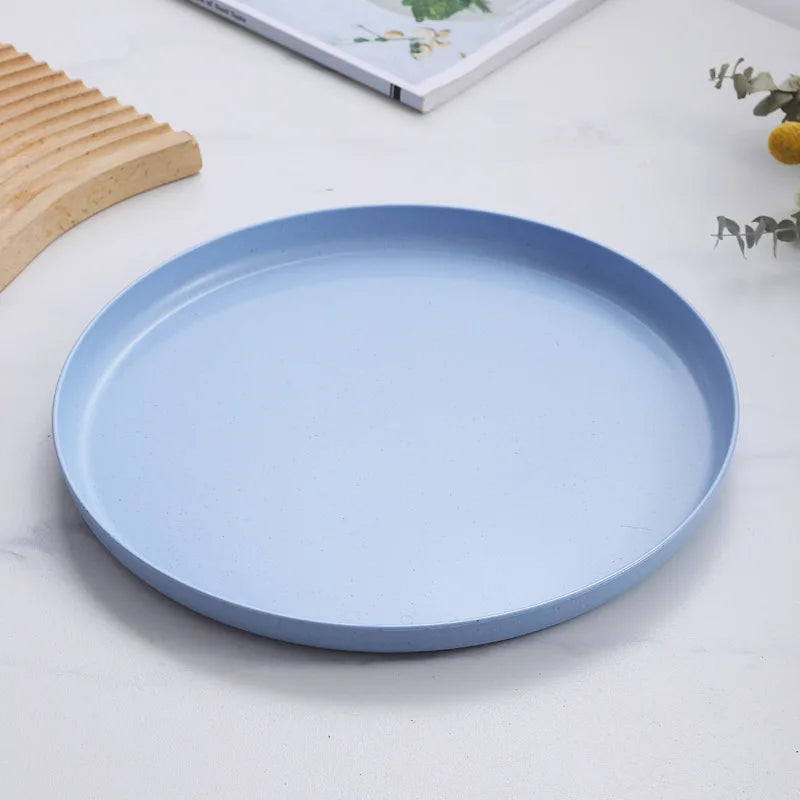 1/4/6PCS Nordic Wheat Straw Plate Fruit Plate Vegetable Plate Plastic Bone Spitting Plate Dry Fruit Plate Tableware Large Plate