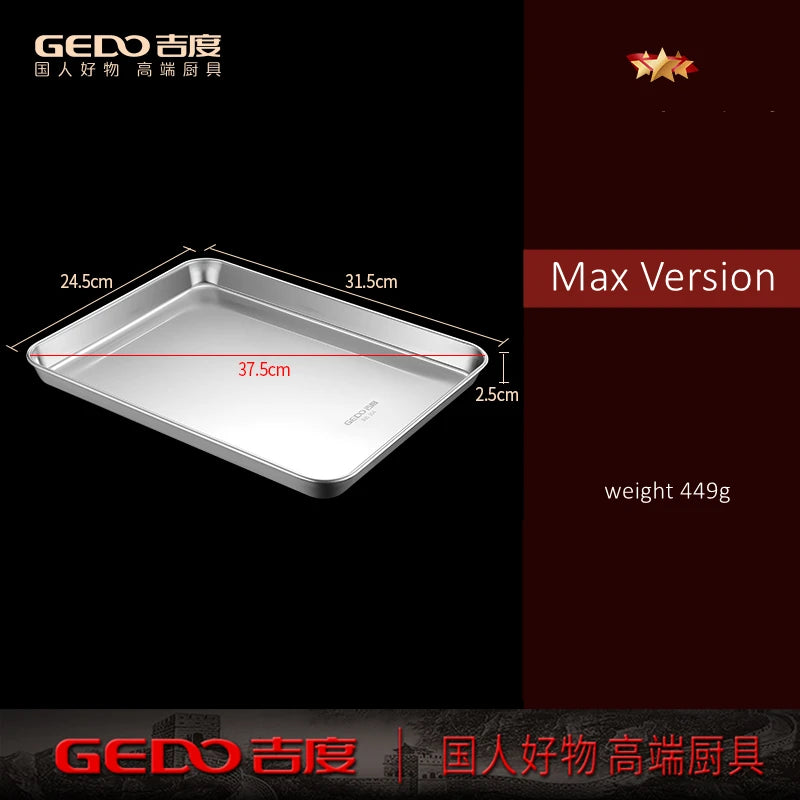 LFGB Certification 304 Stainless Steel Rectangle Plate Never Deform Baking Tray Main Course Seafood Food Container for Kitchen