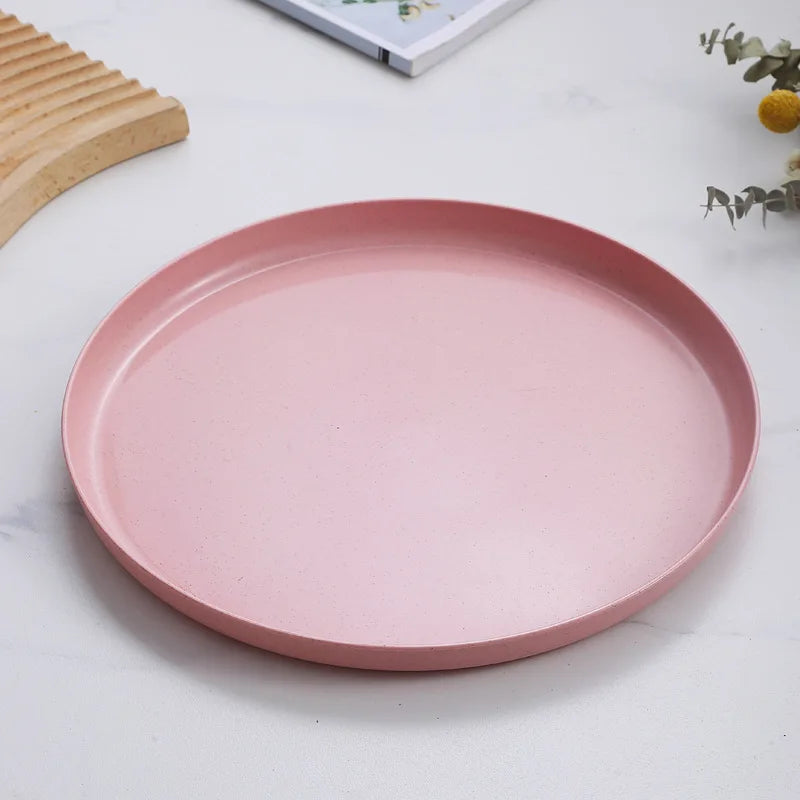 1/4/6PCS Nordic Wheat Straw Plate Fruit Plate Vegetable Plate Plastic Bone Spitting Plate Dry Fruit Plate Tableware Large Plate