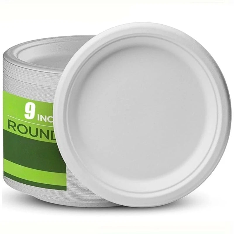 25/50PCS 9inch Circular Paper Plates Disposable Biodegradable  Paper Plates Suitable Party Christmas Barbecue Salad Desserts