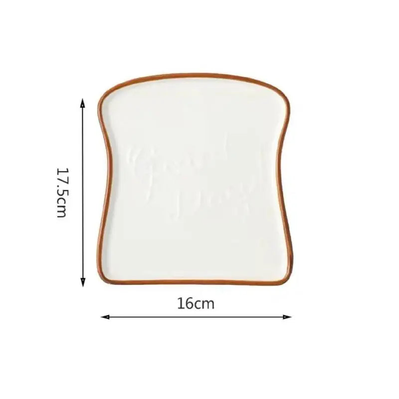 2025 1Pc Ceramic Toast Shaped Dinner Plate Dish Tableware Breakfast Plate Salad Fruit Snack Tray for Home Restaurant