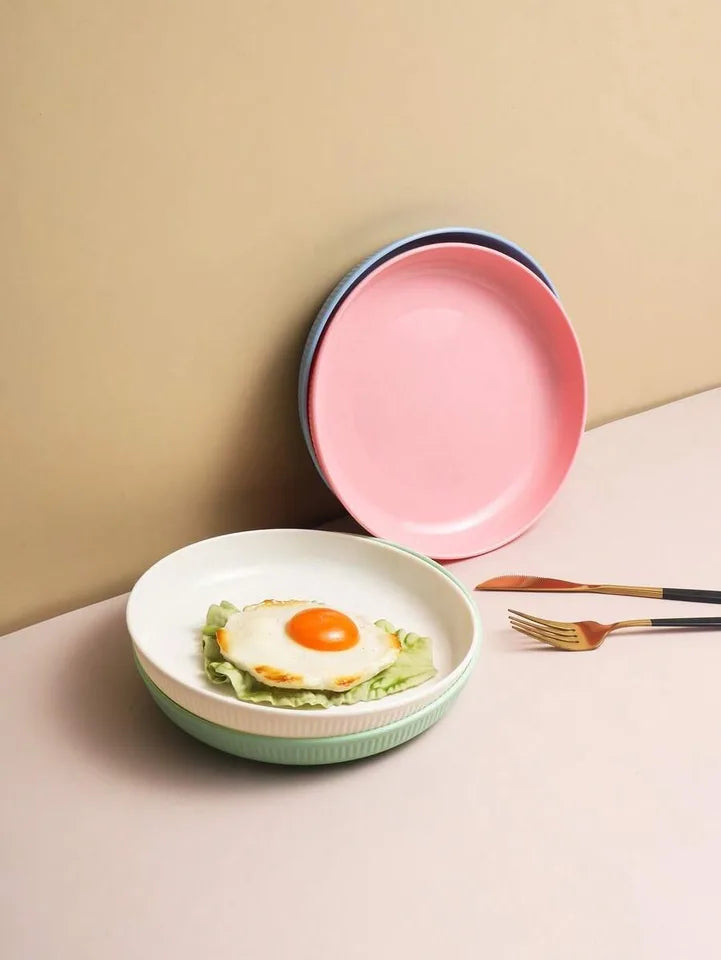 4/11pcs Plastic dinner plate dessert plate, reusable, suitable for picnic kitchen, microwave and dishwasher safe