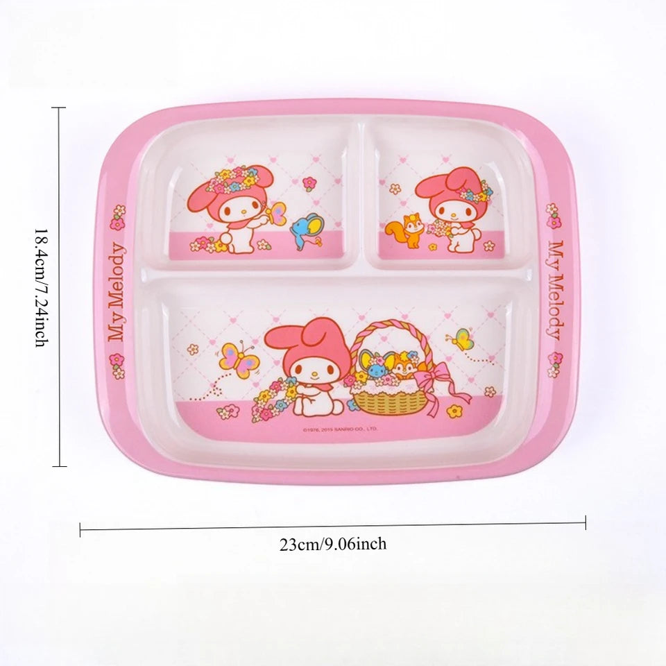 Dinner Plate for Kids Divided Dinnerware Cartoon Salad Plates Reusable Food Plate Bowl Dishwasher Safe Shatter Resistant Plates