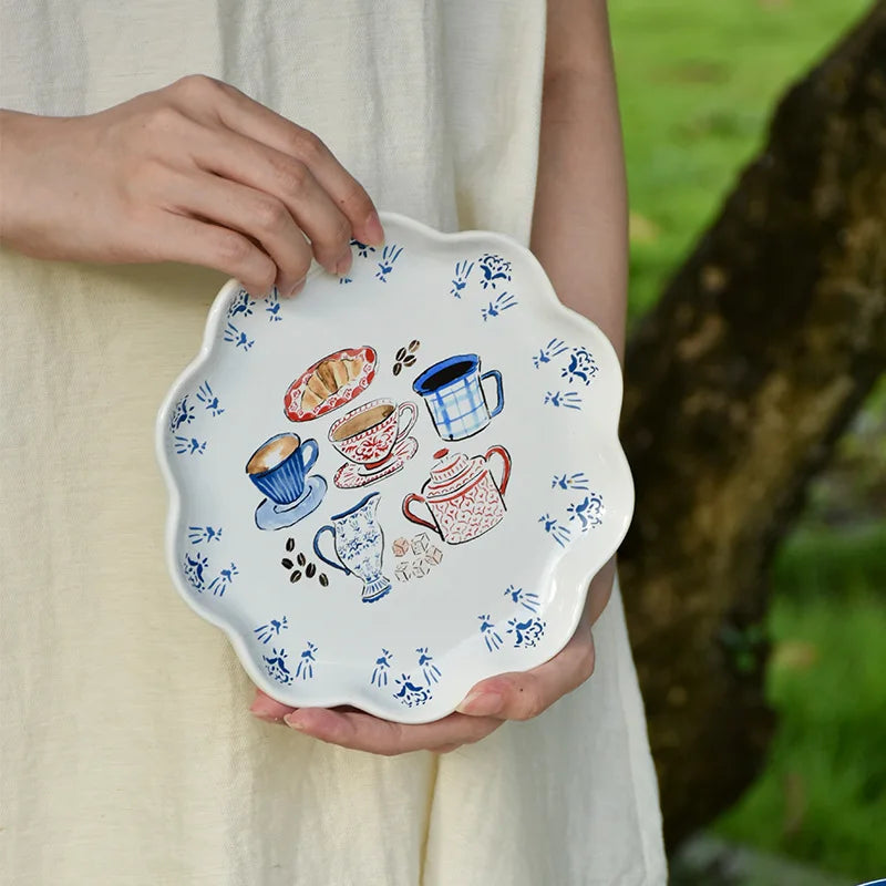 Ceramic Tableware with High Appearance British Dim Sum Plate Dessert Fruit Plate Household Cute Dinner Plate