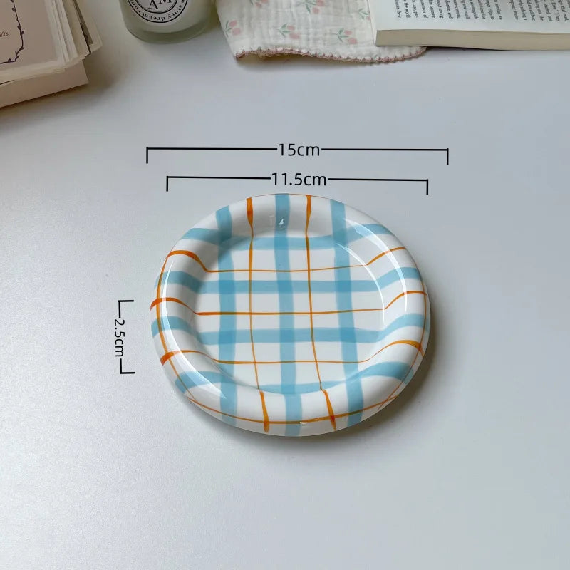 Cute Korean Ceramic Plate Unique Plate For Cake Food Dinner Breakfast Dessert Salad Decorative Dish Table Decorations