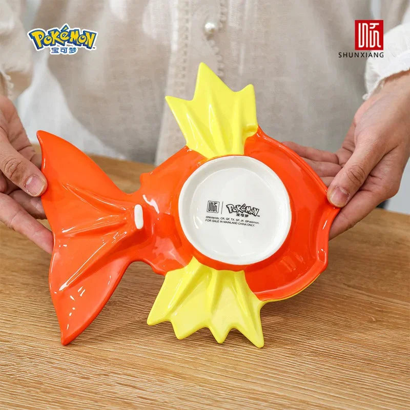 SHUNXIANG Magikarp Ceramics Dining Plate Pokémon 3D Relief Shaped Plate Anime Character Dish Porcelain Tableware Kitchen Decor