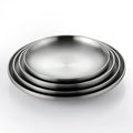 304 Stainless Steel Round Plate, Double-Walled Insulated Dinner Plate, Plates for Snack, Dishes and Fruit