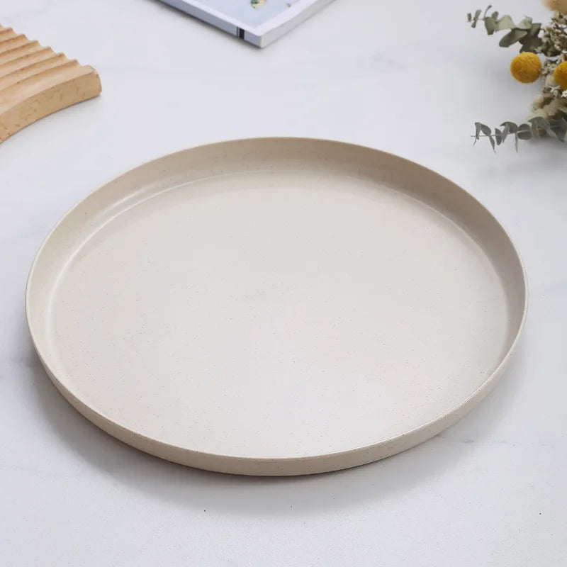 1/4/6PCS Nordic Wheat Straw Plate Fruit Plate Vegetable Plate Plastic Bone Spitting Plate Dry Fruit Plate Tableware Large Plate