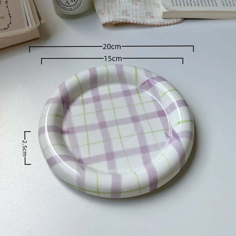 Cute Korean Ceramic Plate Unique Plate For Cake Food Dinner Breakfast Dessert Salad Decorative Dish Table Decorations