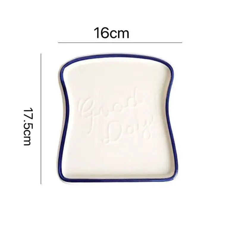 2025 1Pc Ceramic Toast Shaped Dinner Plate Dish Tableware Breakfast Plate Salad Fruit Snack Tray for Home Restaurant