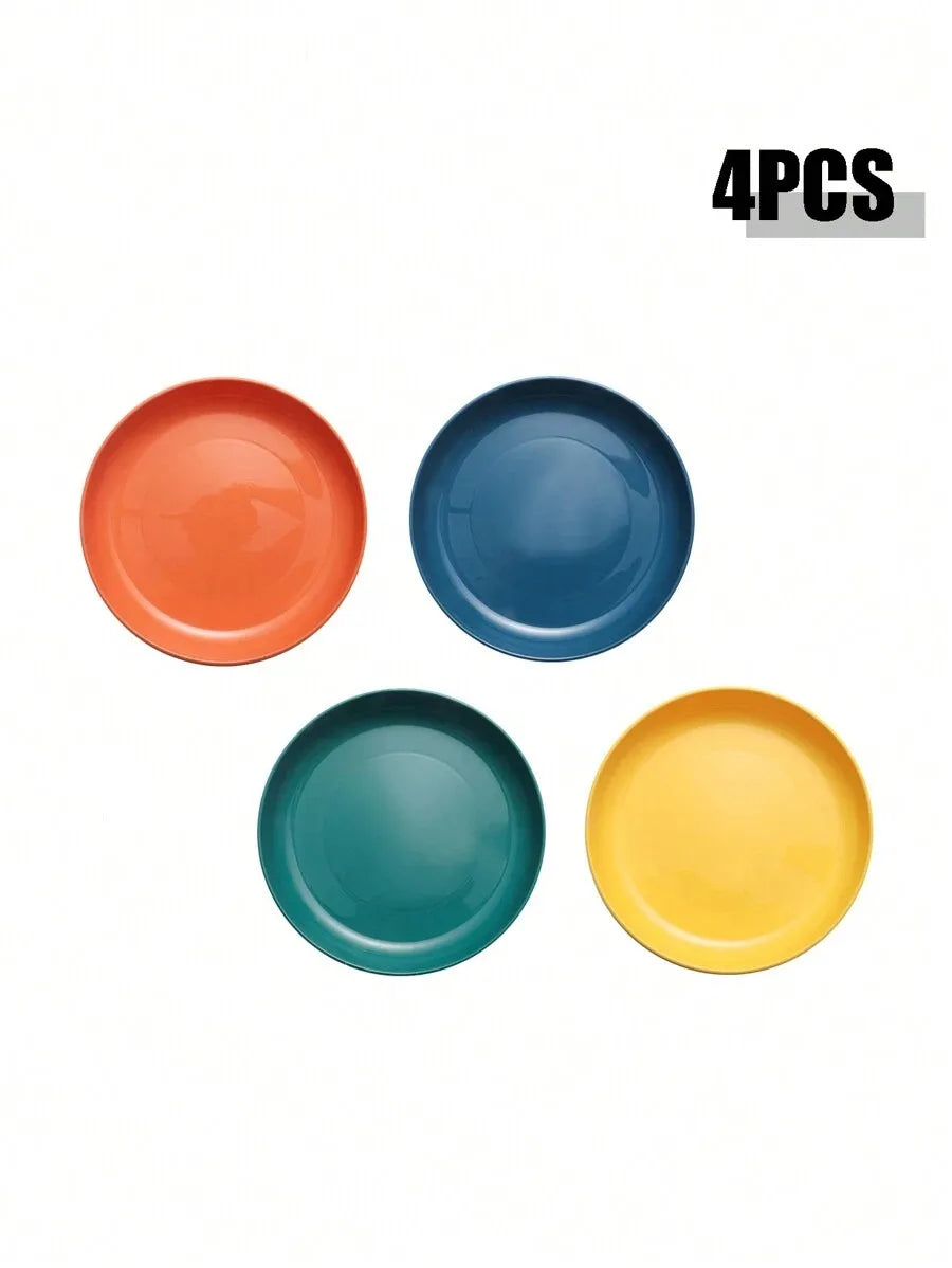 4/11pcs Plastic dinner plate dessert plate, reusable, suitable for picnic kitchen, microwave and dishwasher safe