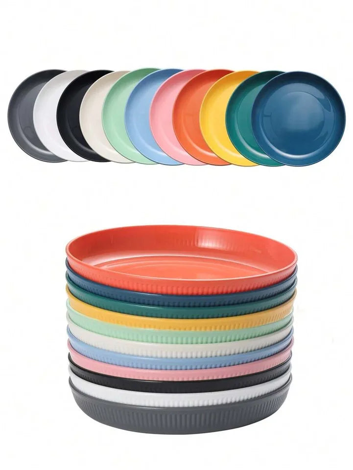 4/11pcs Plastic dinner plate dessert plate, reusable, suitable for picnic kitchen, microwave and dishwasher safe