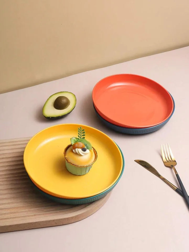 4/11pcs Plastic dinner plate dessert plate, reusable, suitable for picnic kitchen, microwave and dishwasher safe