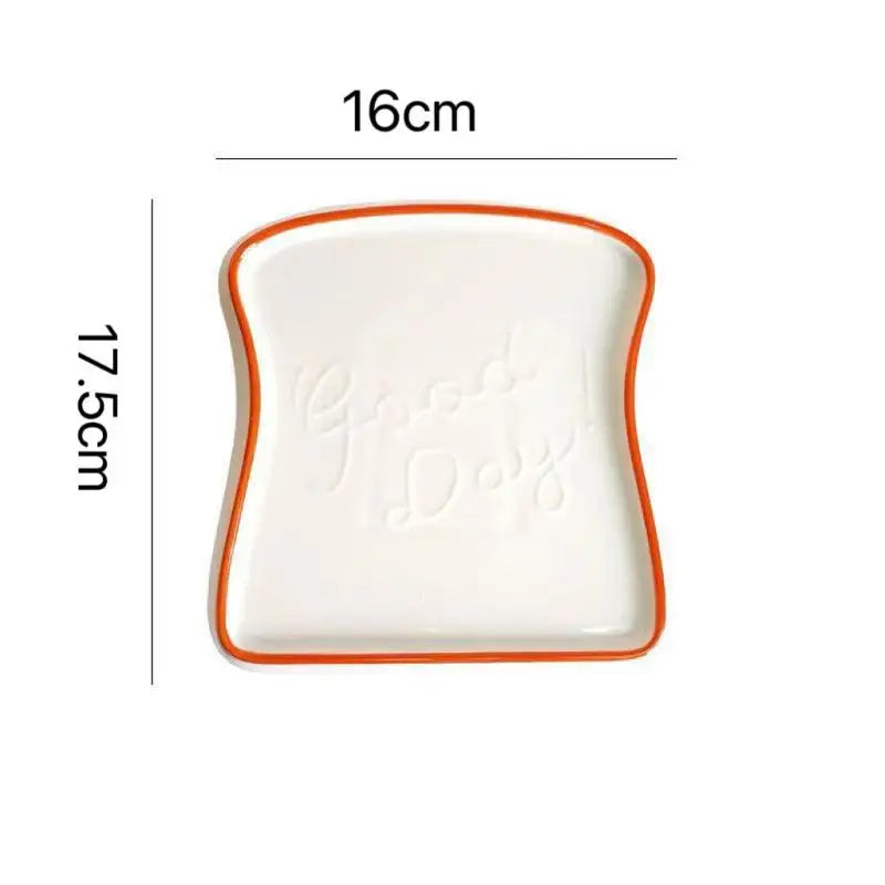 2025 1Pc Ceramic Toast Shaped Dinner Plate Dish Tableware Breakfast Plate Salad Fruit Snack Tray for Home Restaurant