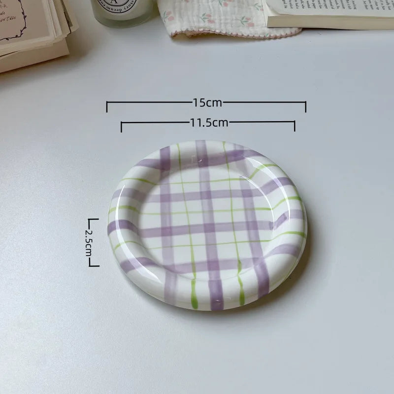 Cute Korean Ceramic Plate Unique Plate For Cake Food Dinner Breakfast Dessert Salad Decorative Dish Table Decorations