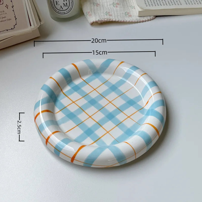 Cute Korean Ceramic Plate Unique Plate For Cake Food Dinner Breakfast Dessert Salad Decorative Dish Table Decorations