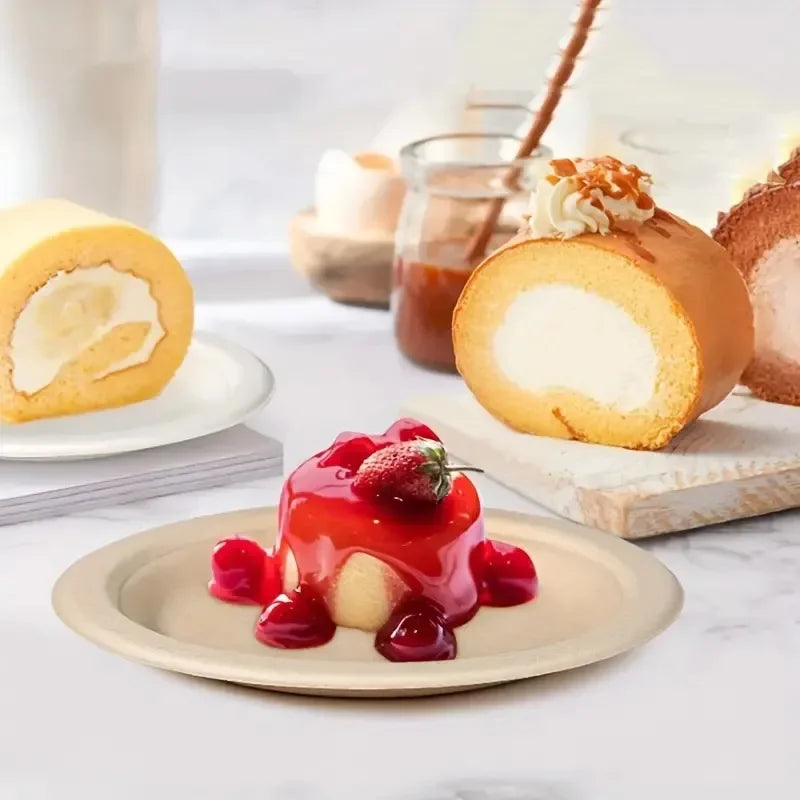 25/50PCS 9inch Circular Paper Plates Disposable Biodegradable  Paper Plates Suitable Party Christmas Barbecue Salad Desserts