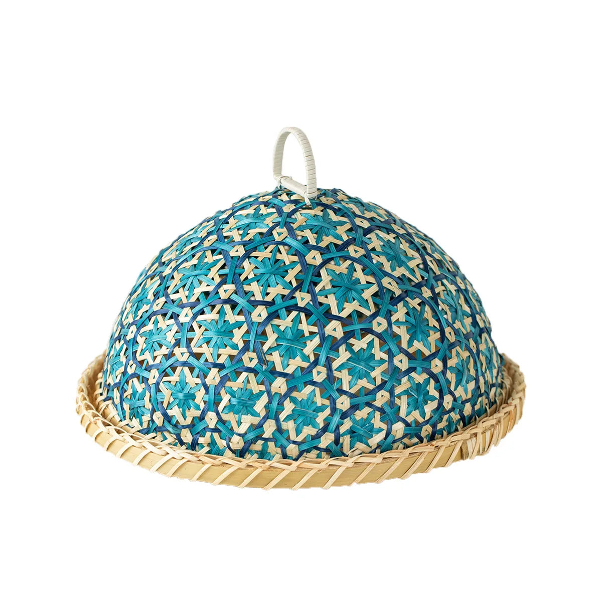 Hand-woven Rattan Fruit Plate Bread Basket Round Lid Insect Proof Dining Table Cover Fruit Leftovers Rice Leftovers Umbrella