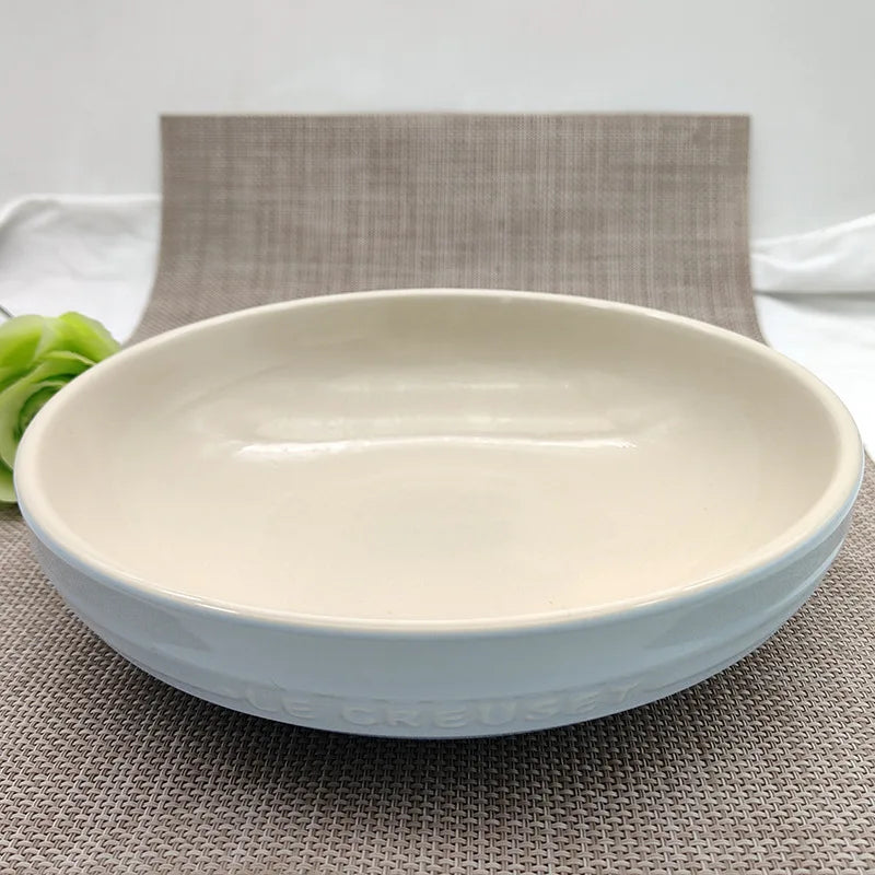 1PC High Temperature Ceramic Tableware French Gradual Change Color Color English Relief Practical Plate Deep Plate Home Kitchen