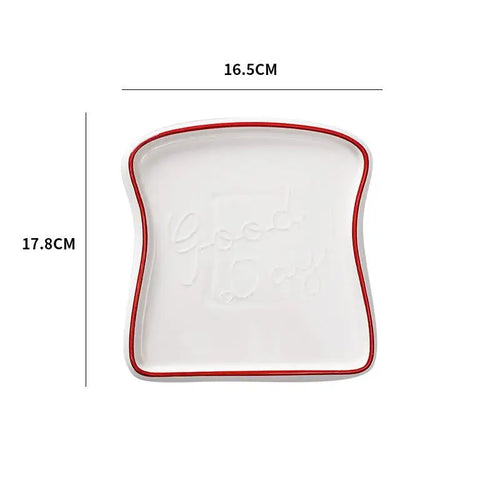 2025 1Pc Ceramic Toast Shaped Dinner Plate Dish Tableware Breakfast Plate Salad Fruit Snack Tray for Home Restaurant