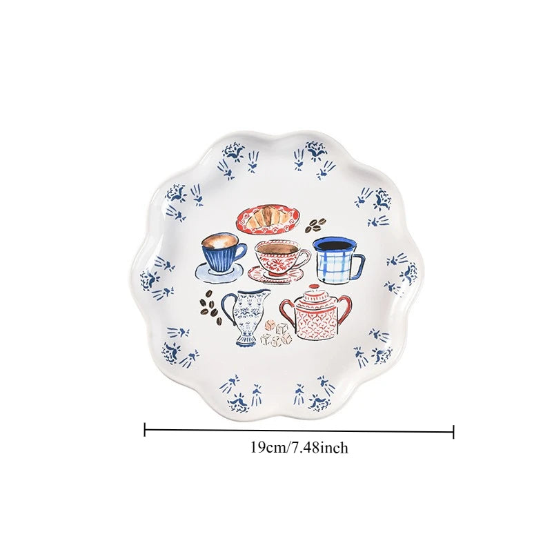 Ceramic Tableware with High Appearance British Dim Sum Plate Dessert Fruit Plate Household Cute Dinner Plate