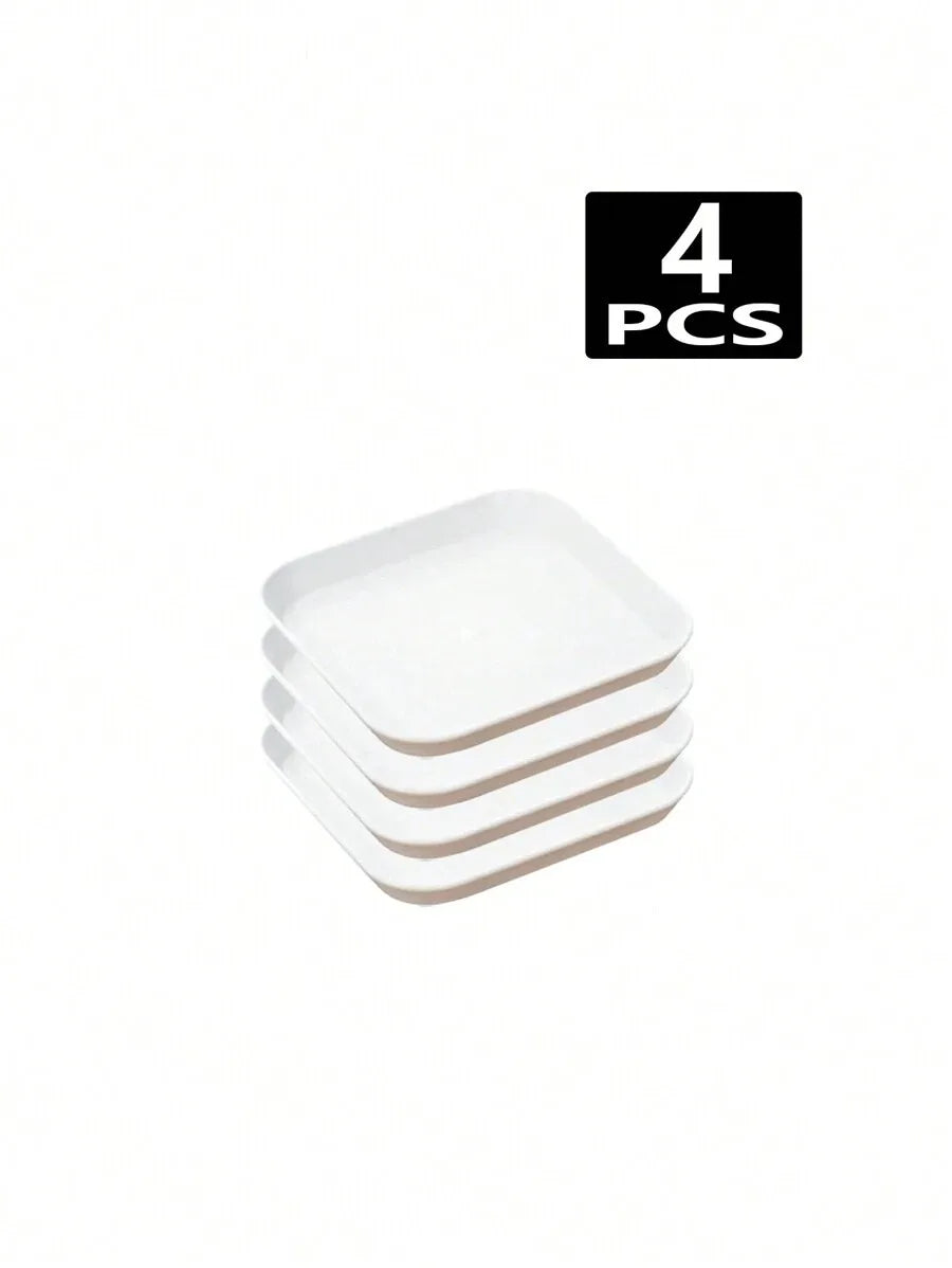 4/8/12pcs White plastic square plate spit bone plate dessert plate reusable suitable for family camping picnic restaurant