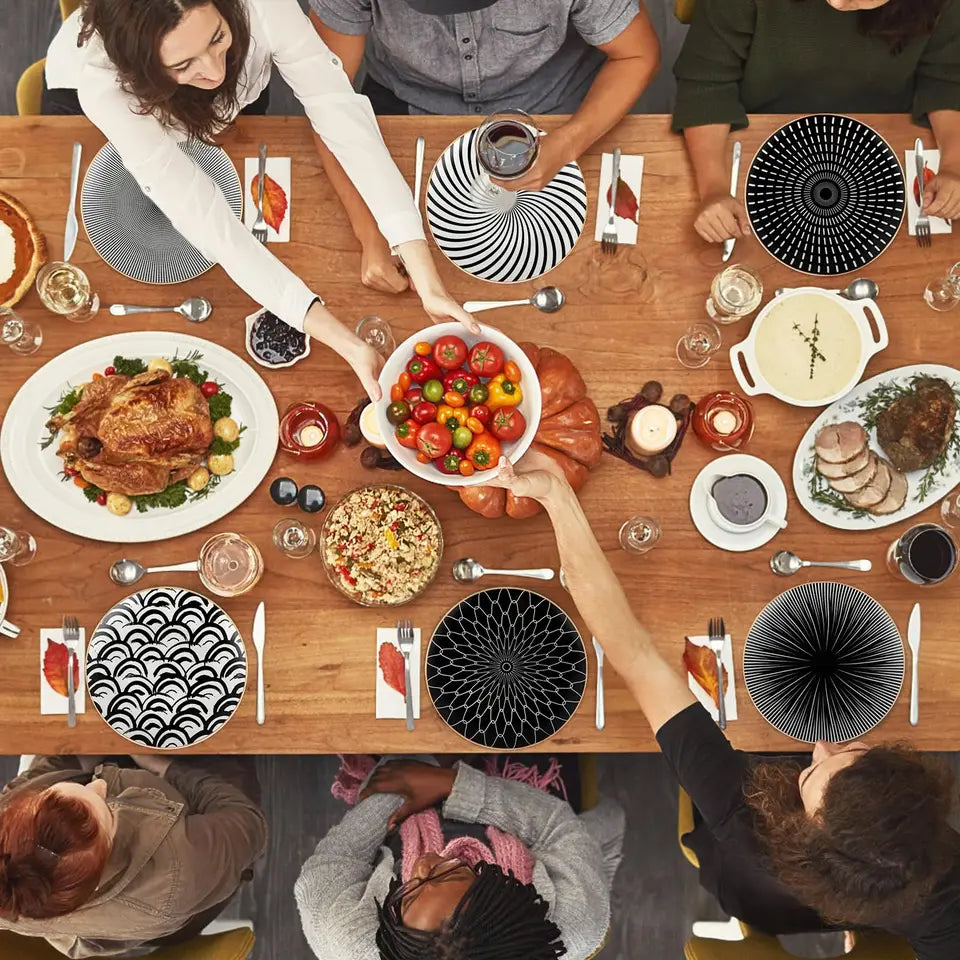 6PCS Tableware Phnom Penh Geometry Tableware 8/10 Inch Ceramic Dinner Plate Dish Porcelain Salad Plate Steak Serving Plate