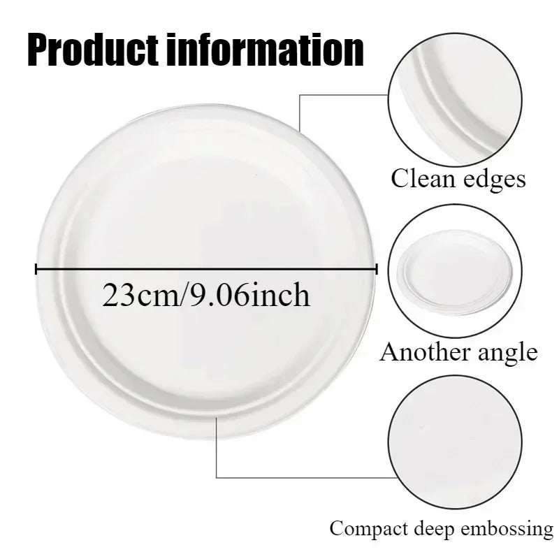 25/50PCS 9inch Circular Paper Plates Disposable Biodegradable  Paper Plates Suitable Party Christmas Barbecue Salad Desserts