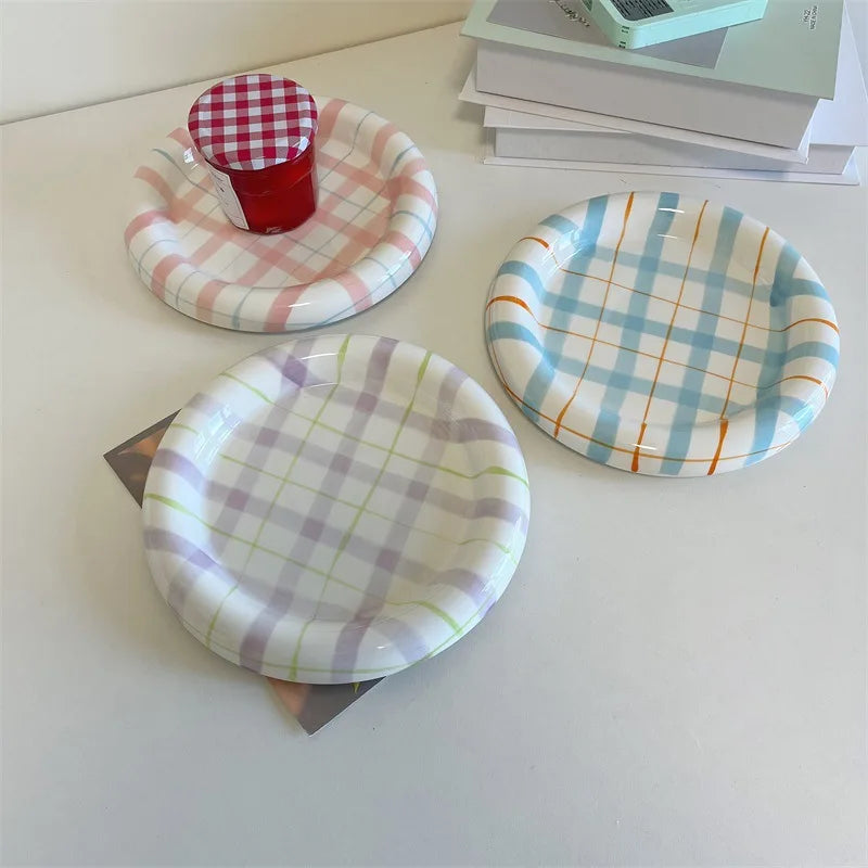 Cute Korean Ceramic Plate Unique Plate For Cake Food Dinner Breakfast Dessert Salad Decorative Dish Table Decorations