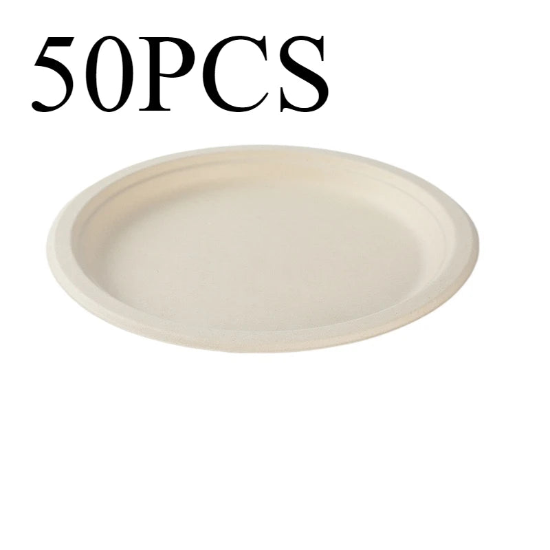 50PCS Disposable Paper Plates Convenient Clean Disposable Paper Plates Lunch Gatherings Cake Dessert Camping Party Kitchen
