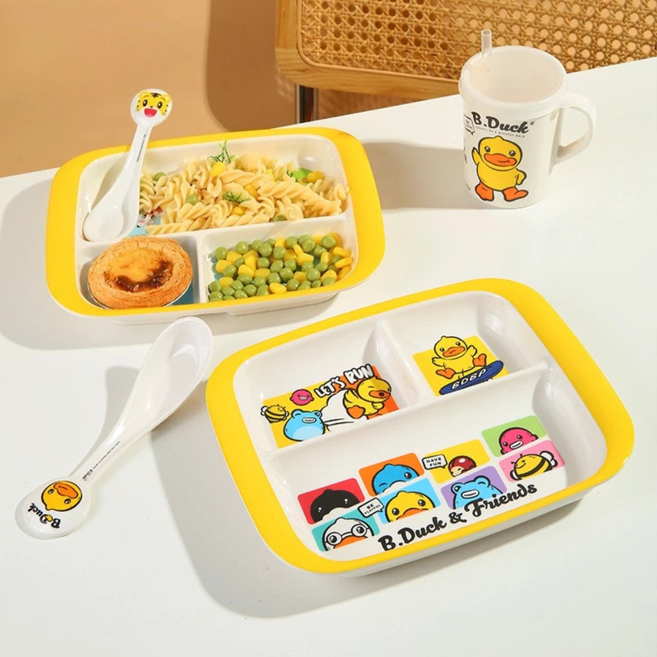 Dinner Plate for Kids Divided Dinnerware Cartoon Salad Plates Reusable Food Plate Bowl Dishwasher Safe Shatter Resistant Plates