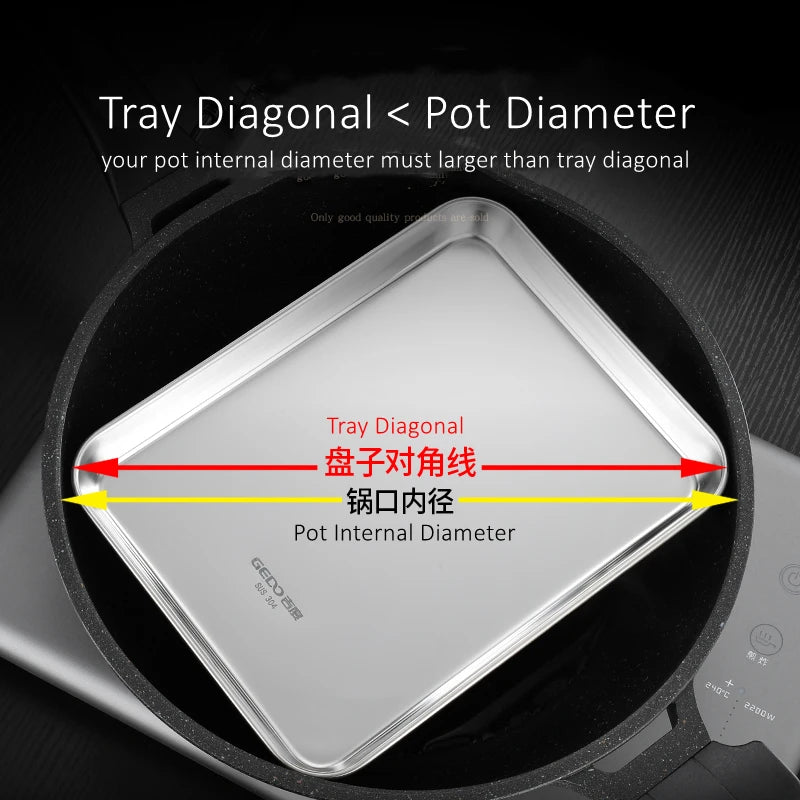 LFGB Certification 304 Stainless Steel Rectangle Plate Never Deform Baking Tray Main Course Seafood Food Container for Kitchen
