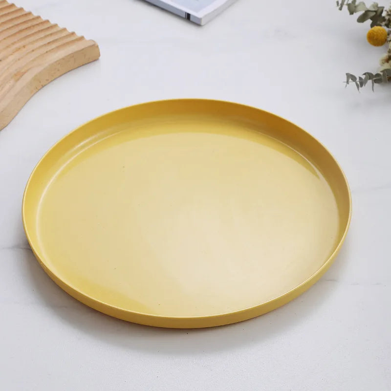 1/4/6PCS Nordic Wheat Straw Plate Fruit Plate Vegetable Plate Plastic Bone Spitting Plate Dry Fruit Plate Tableware Large Plate