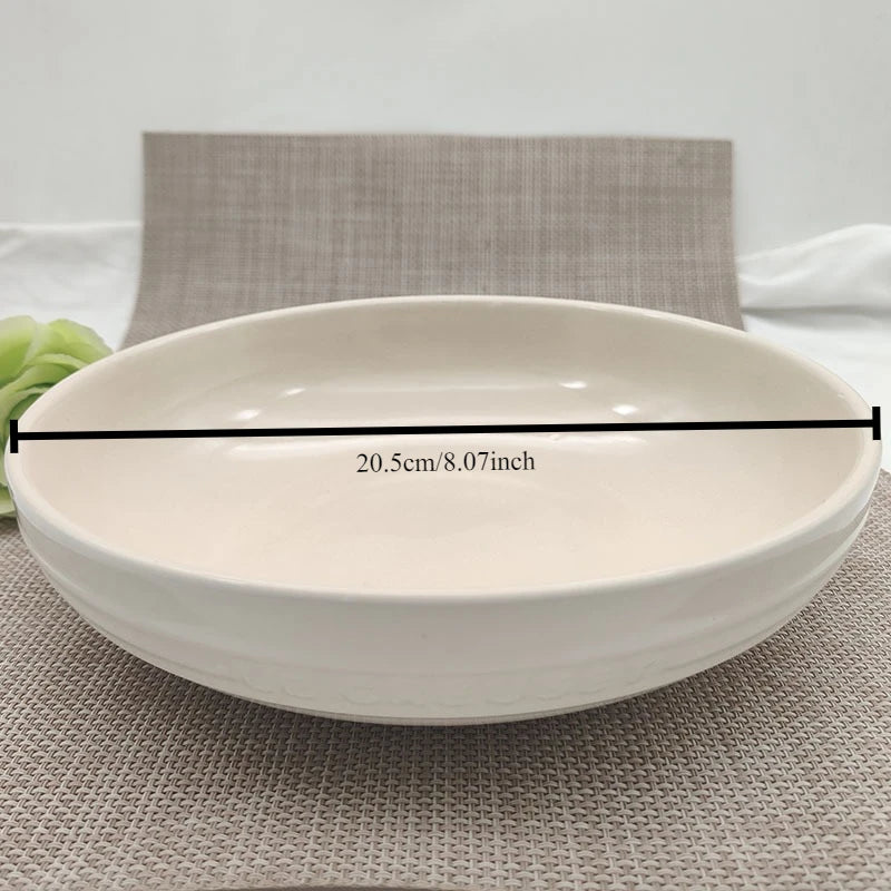 1PC High Temperature Ceramic Tableware French Gradual Change Color Color English Relief Practical Plate Deep Plate Home Kitchen