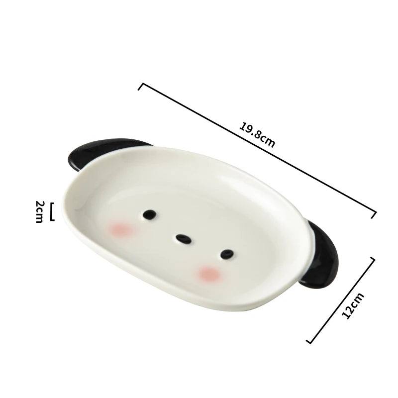 Cute puppy shaped 8-inch sushi plate and 4-inch dipping dish