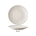 1Pc8Inch/10.5Inch Embossed Stripesd Shell Edge Ceramic Plate, Salad Plate, Western Steak Plate Breakfast Plate, Salad Light Food Plate, Suitable for Restaurant Western Food Plate, Serving Plate, Home Kitchen Tableware Serving Supplies, Gift Giving