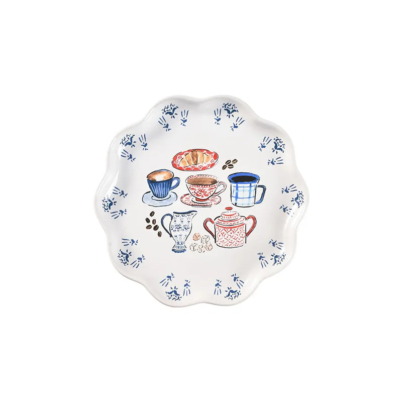 Ceramic Tableware with High Appearance British Dim Sum Plate Dessert Fruit Plate Household Cute Dinner Plate
